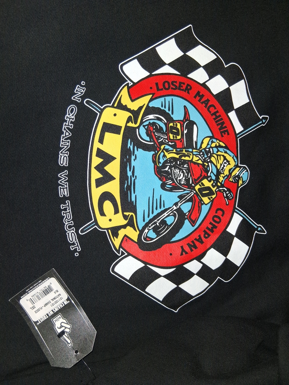 3XL Black Graphic Motorcycle Hoodie - Bold Racing Print